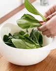 Washing salad using filter basin