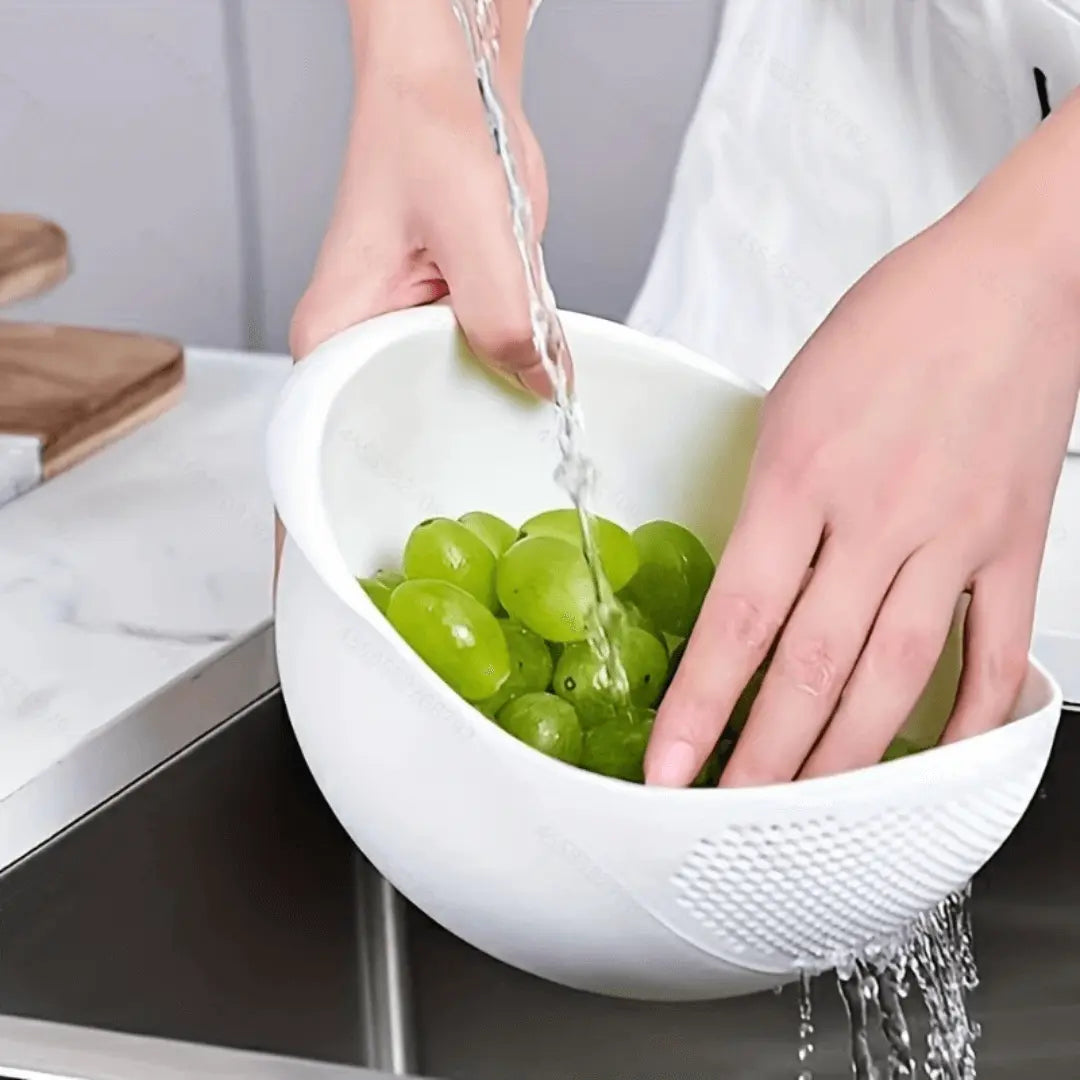 Washing fruits using filter basin