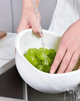 Washing fruits using filter basin