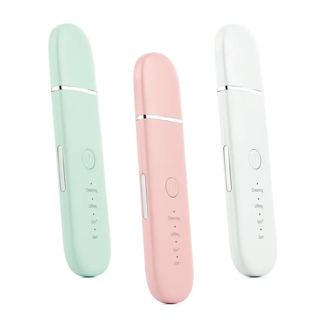 Ultrasonic Skin Scrubber Device Green, Pink, and White